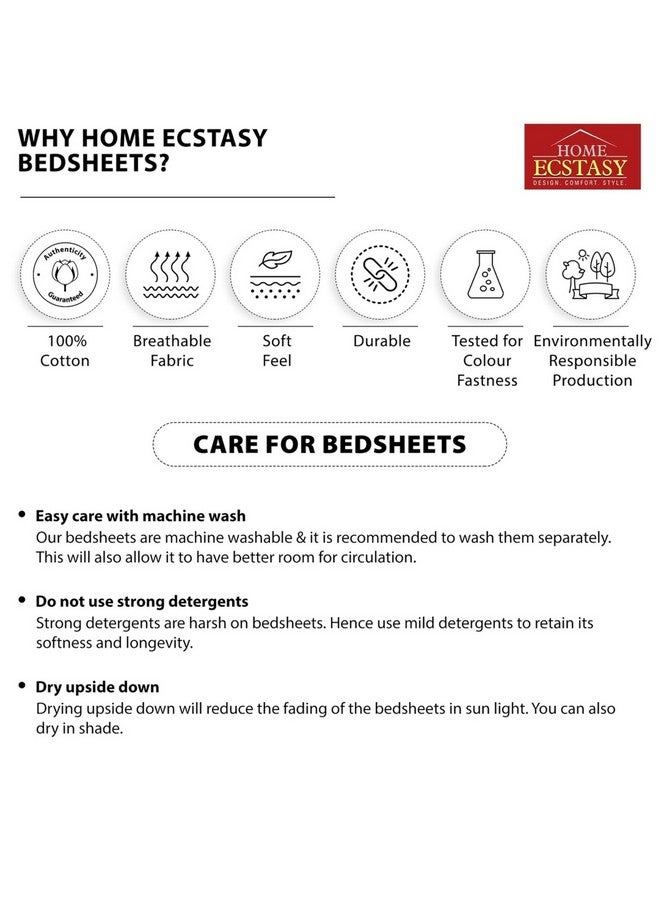 Home Ecstasy ملايات سرير كينج من هوم إكستاسي 100% قطن مع 2 غطاء وسادة، ملايات قطن مزخرفة زرقاء 140tc لسرير كينج (9 قدم × 9 قدم) - Image 5