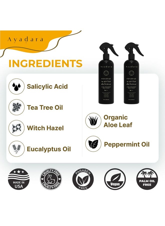 AYADARA - Acne Treatment Body Spray, 8 Fl Oz, Cystic Back Acne Treatment Spray With Salicylic Acid, Tea Tree Chest, Butt And Body Acne Spray For Hormonal Acne, Bacne Treatment For Teens Adults, 2000 Sprays - Image 1