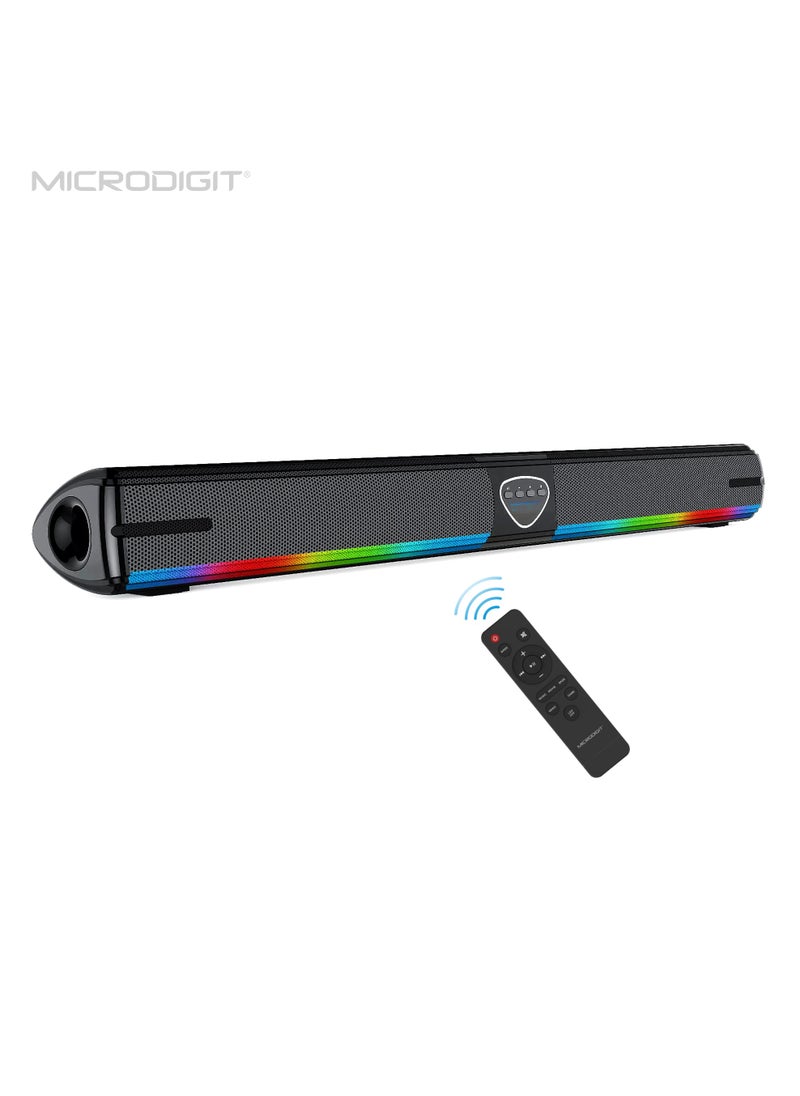 Microdigit - Premium 20W Soundbar Speaker With RGB Light & 1800 mAh long battary Black - Image 1