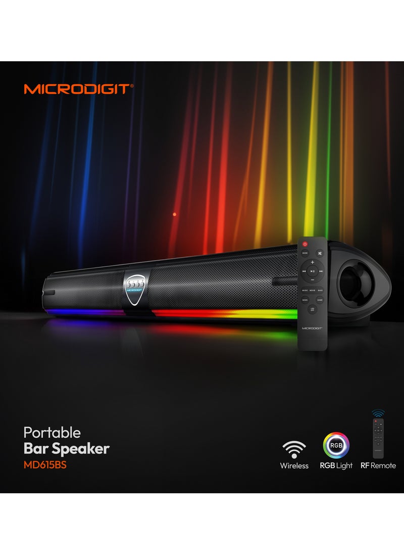 Microdigit - Premium 20W Soundbar Speaker With RGB Light & 1800 mAh long battary Black - Image 1