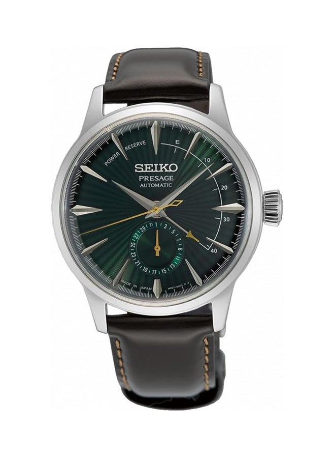 Seiko ساعة ميكانيكية جلدية ذات قرص أخضر للرجال SSA459J - Image 1