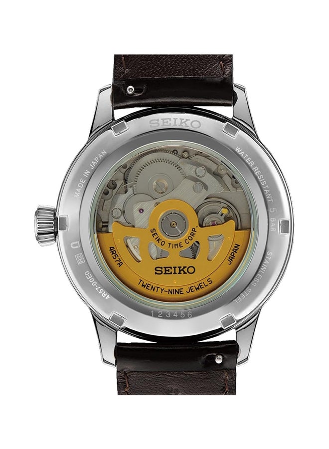 Seiko ساعة ميكانيكية جلدية ذات قرص أخضر للرجال SSA459J - Image 3