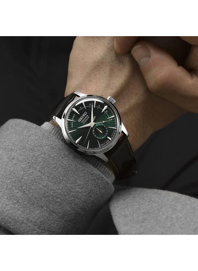 Seiko ساعة ميكانيكية جلدية ذات قرص أخضر للرجال SSA459J - Image 2