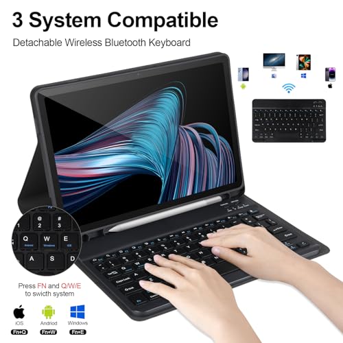 APHBZGE Keyboard Case for Samsung Galaxy Tab A9+/Plus 11’’ 2023(SM-X210/X216/X218),Case with Keyboard for Samsung Tab A9+ with S Pen Holder,Detachable Bluetooth Keyboard for Samsung A9 +Auto Wake/Sleep,Black - Image 3