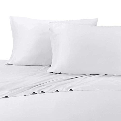 sheetsnthings Silky-Soft Viscose from Bamboo-Cotton Hybrid, Twin Extra Long XL 3PC Bed Sheets Set, White - Image 1