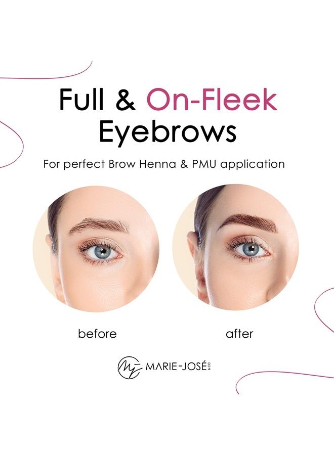 Marie-José & Co مجموعة خيوط رسم الحواجب، طقم رسم الحواجب مع 10 واقيات أصابع من اللاتكس لتلوين الحواجب والميكروبليدنج، خيط حواجب من الخيزران باللونين الأسود والأبيض، جيد لـ 100 تطبيق - Image 3