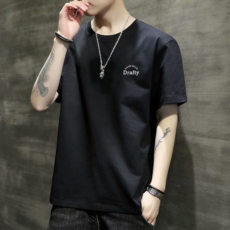 2023 New Men'S Short-Sleeved T-Shirt Summer Trendy Loose Base Shirt Short-Sleeved Men'S Slim-Fit Teenager Men - Image 1