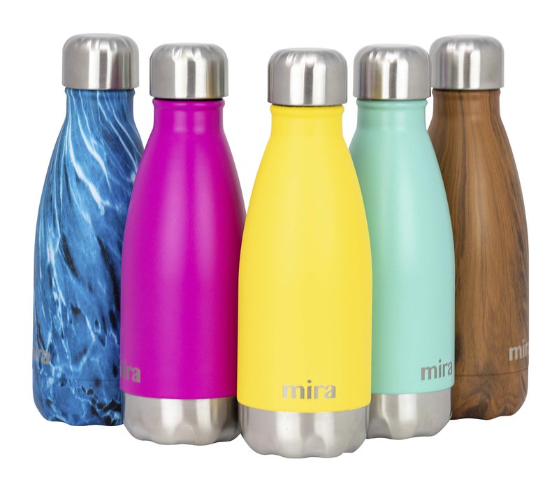 MIRA 12 oz Insulated Water Bottle - Slim Stainless Steel Cola Shape Thermo - Double Wall Hot & Cold Flask (24Hr Cold/12Hr Hot) - Lemon Yellow - Image 1
