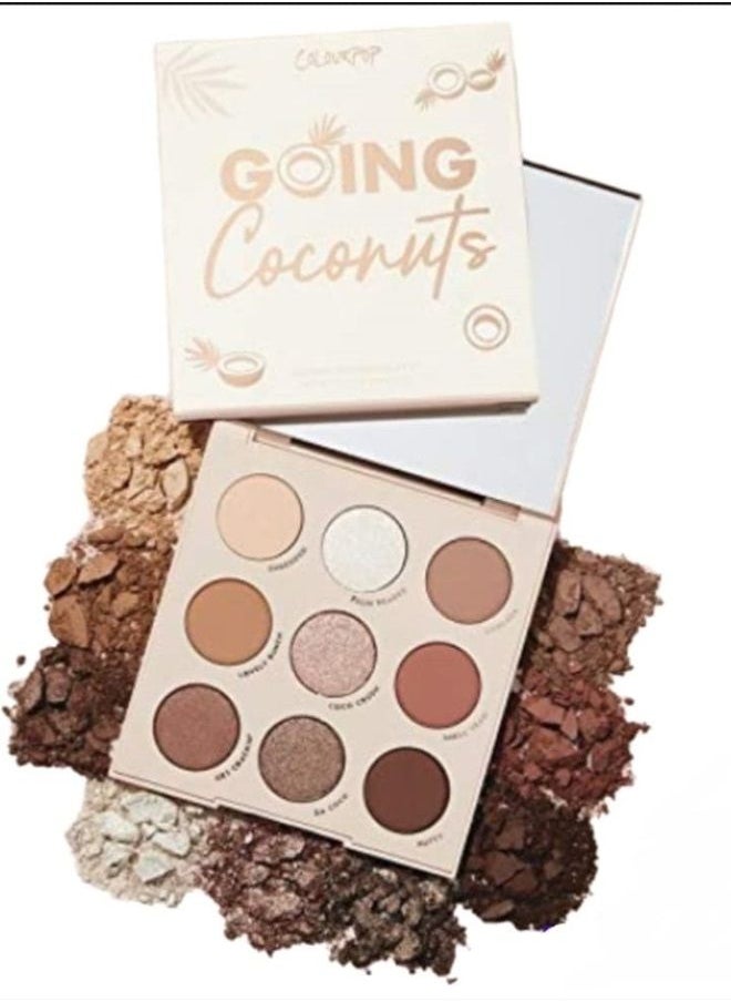 ColourPop ''Going Coconuts'' Shadow Palette - 9 Pan Eyeshadow Palette Full Size, No Box, 0.03 Ounce 