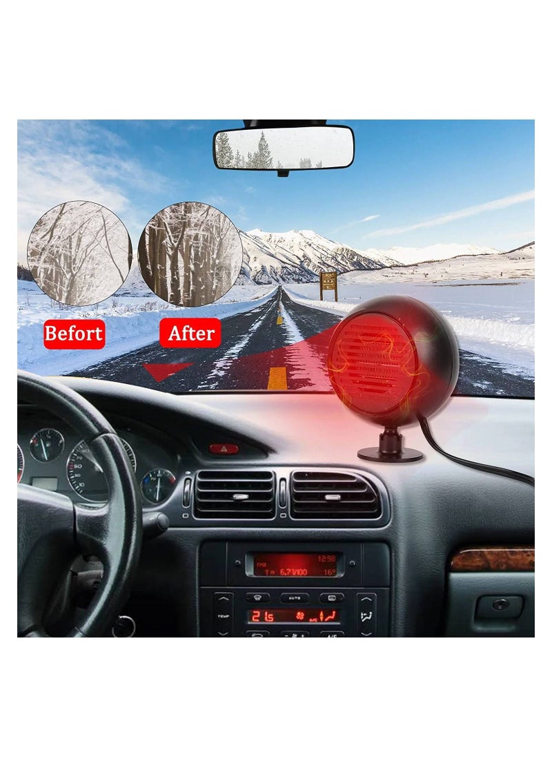 Car Portable Heater Plugged into Cigarette Lighter Car Heater and Cooling Fan (Black)