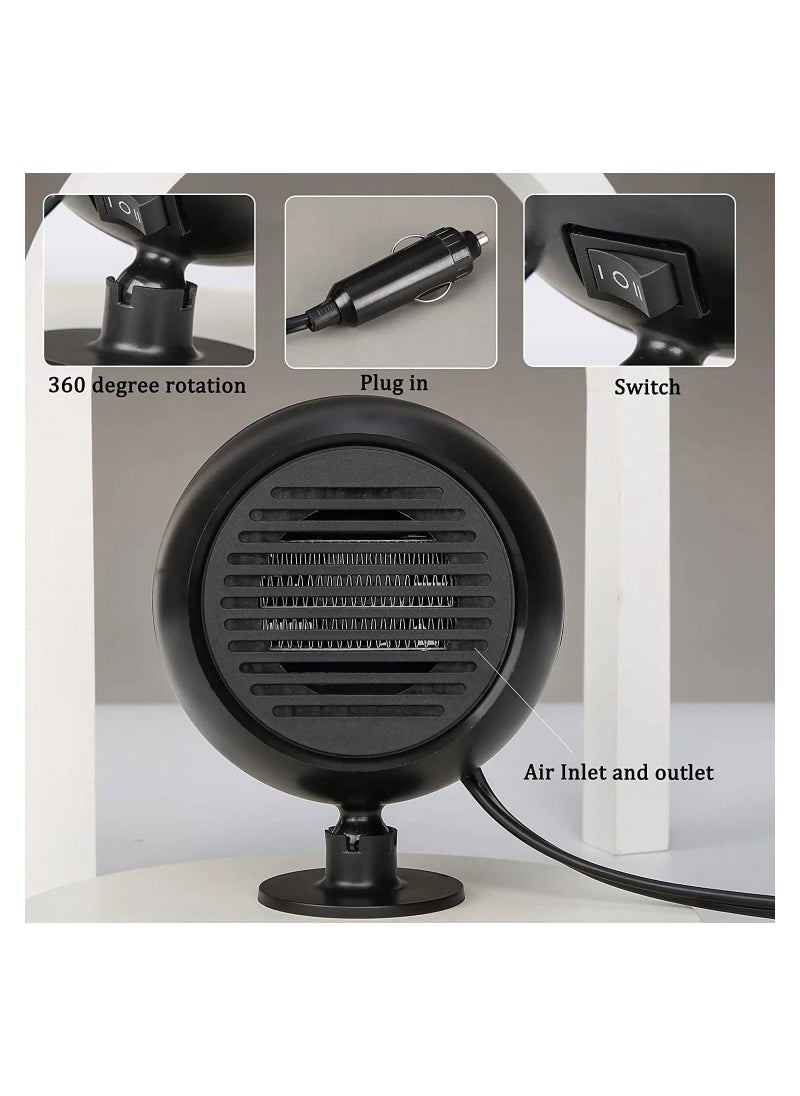 Car Portable Heater Plugged into Cigarette Lighter Car Heater and Cooling Fan (Black)