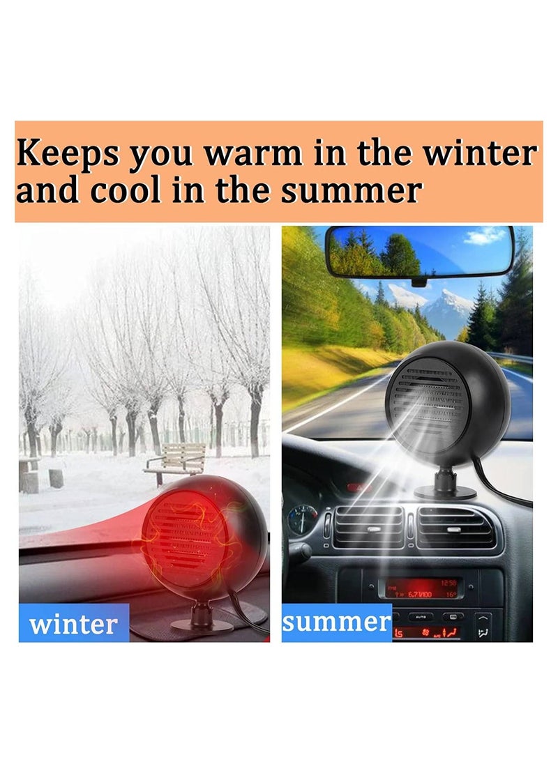 Car Portable Heater Plugged into Cigarette Lighter Car Heater and Cooling Fan (Black)