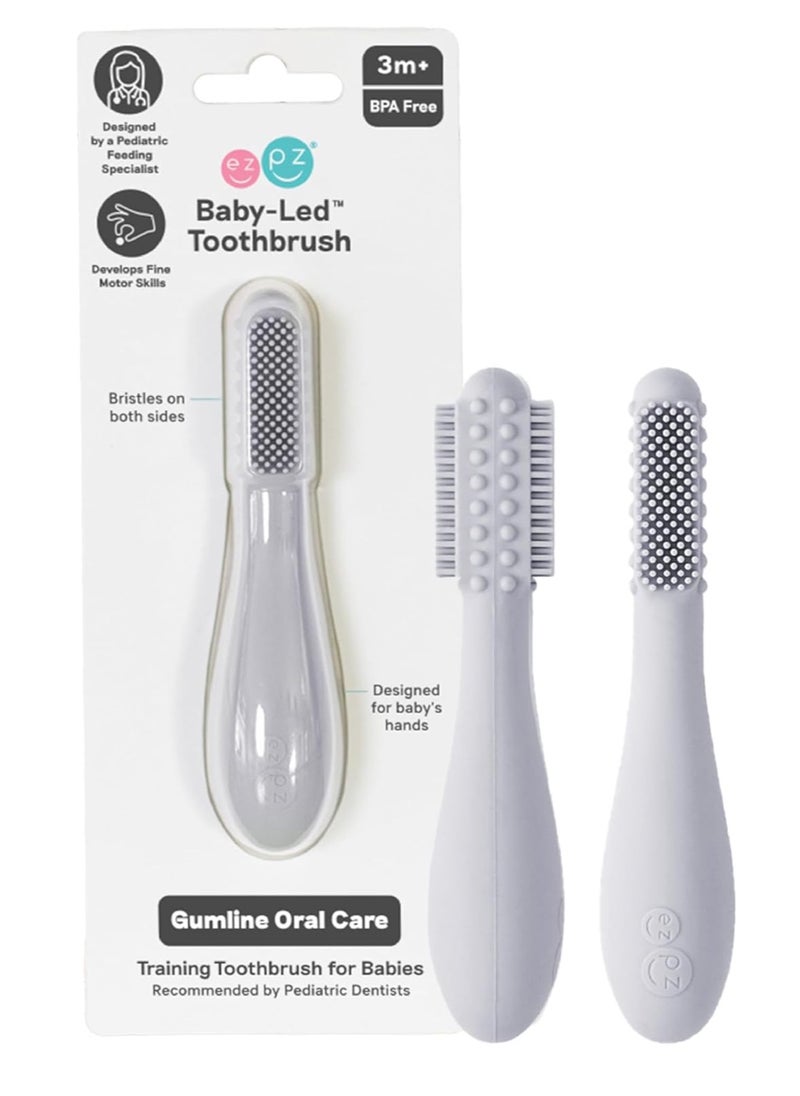 ezpz ezpz Baby-Led Toothbrush - 3 Months+ (Blush) - 100% Silicone Infant Toothbrush with Sensory Bumps - Cleans Gums + New Teeth - Improves Hand-to-Mouth Coordination, Self-Feeding Skills  - Image 1