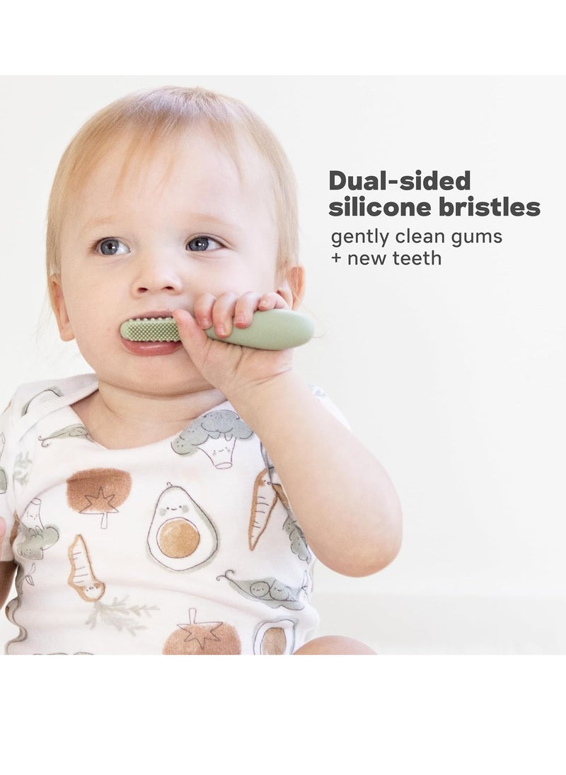 ezpz ezpz Baby-Led Toothbrush - 3 Months+ (Blush) - 100% Silicone Infant Toothbrush with Sensory Bumps - Cleans Gums + New Teeth - Improves Hand-to-Mouth Coordination, Self-Feeding Skills  - Image 2