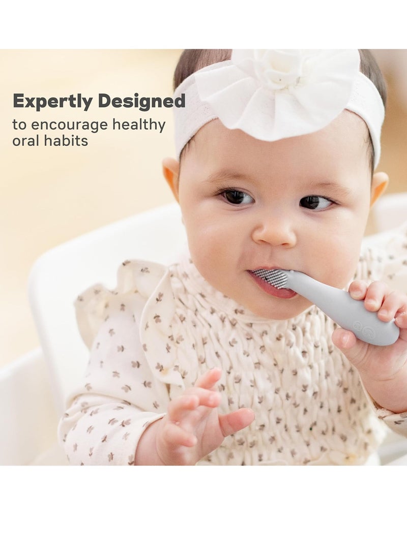 ezpz ezpz Baby-Led Toothbrush - 3 Months+ (Blush) - 100% Silicone Infant Toothbrush with Sensory Bumps - Cleans Gums + New Teeth - Improves Hand-to-Mouth Coordination, Self-Feeding Skills  - Image 3