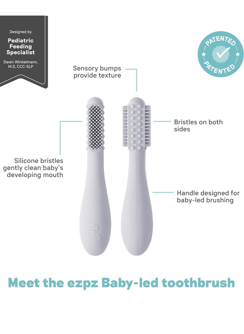ezpz ezpz Baby-Led Toothbrush - 3 Months+ (Blush) - 100% Silicone Infant Toothbrush with Sensory Bumps - Cleans Gums + New Teeth - Improves Hand-to-Mouth Coordination, Self-Feeding Skills  - Image 4
