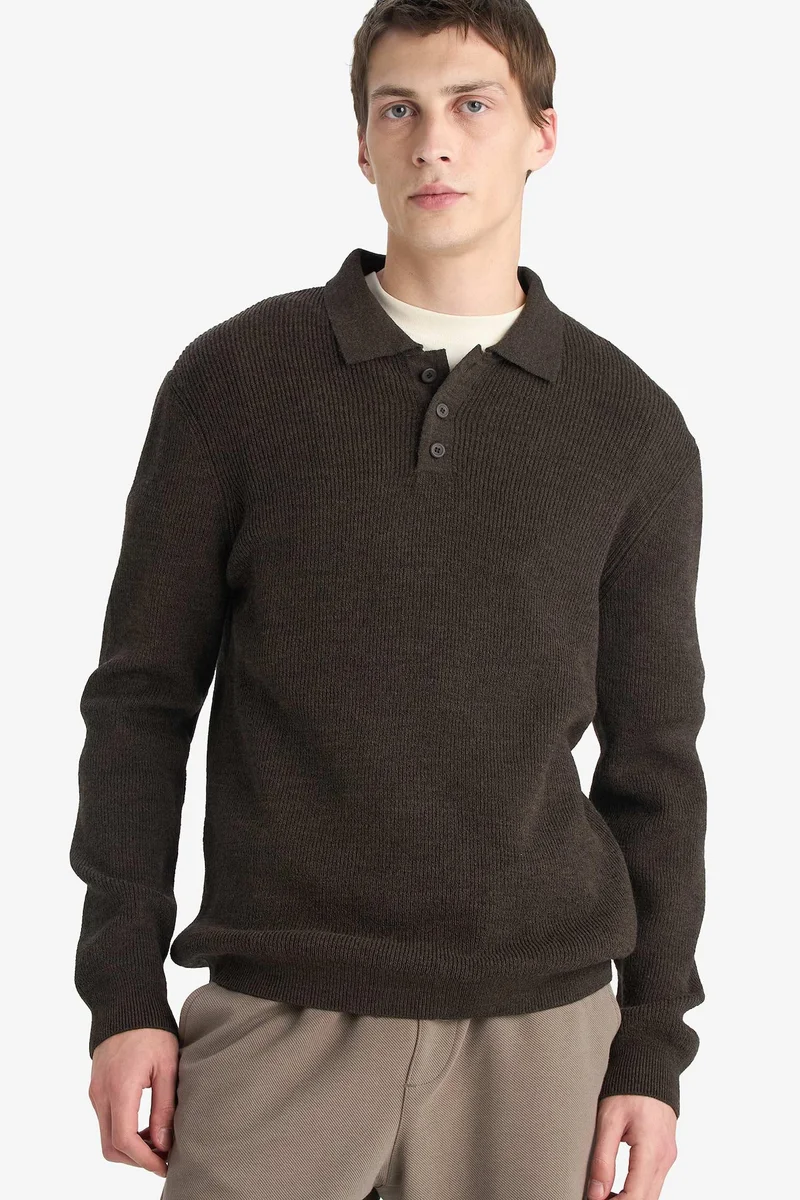 Defacto Standard Fit Polo Collar Knitwear Pullover