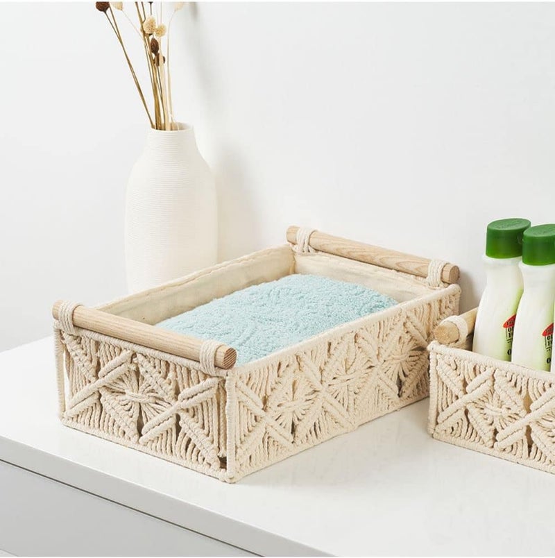 Homesmiths Large Cotton Rope Basket with Handle - Ivory - Image 3