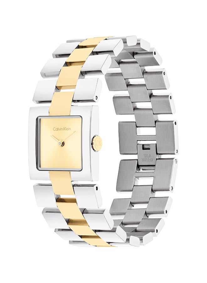 CALVIN KLEIN ساعة كالفن كلاين النسائية المربعة التناظرية ذات العلبة الذهبية الرفيعة - 25100115 - Image 1