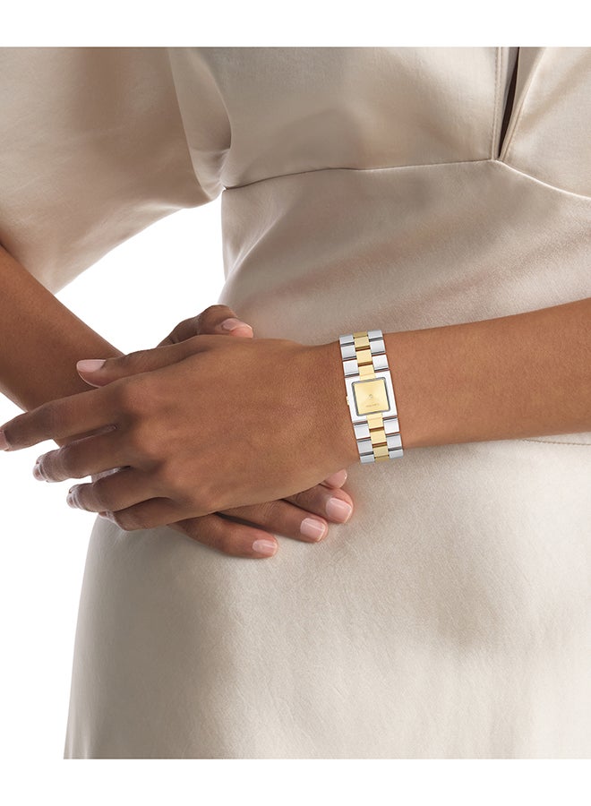 CALVIN KLEIN ساعة كالفن كلاين النسائية المربعة التناظرية ذات العلبة الذهبية الرفيعة - 25100115 - Image 4