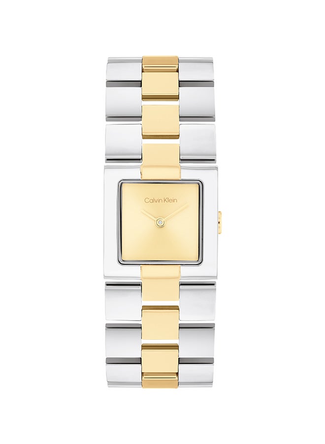 CALVIN KLEIN ساعة كالفن كلاين النسائية المربعة التناظرية ذات العلبة الذهبية الرفيعة - 25100115 - Image 3