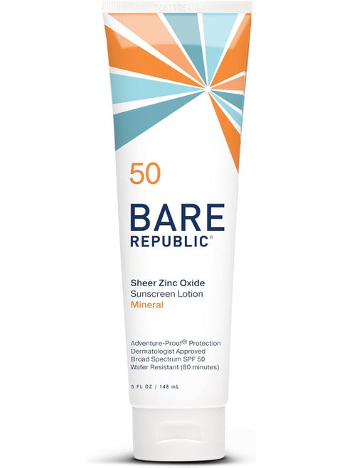 bare republic Bare Republic Sport Mineral Sunscreen SPF 50 Sunblock Body Lotion Free of Chemical Actives Vanilla Coco Scent 5 Fl Oz 