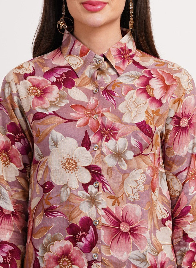 FIMS قميص مزخرف بالأزهار مع بنطلون - Image 3
