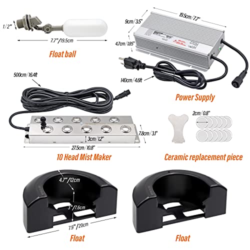 NAOEDEAH Mist Maker Ultrasonic Fogger 10 Head Mister Foggers with Float Pond Foggers Mist Maker Fogger Decoration Terrarium Aquarium Mushroom Floating Buoy Greenhouse Humidifier for Garden Plant - Image 4