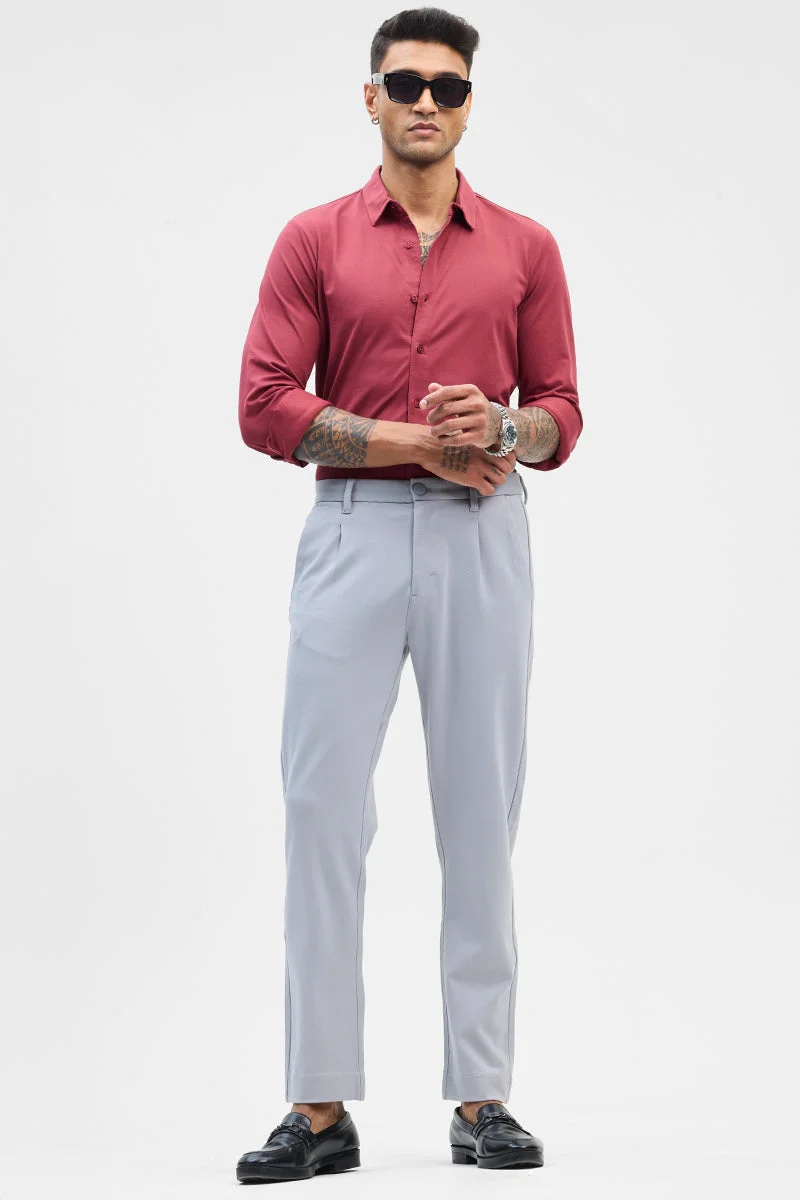 SNITCH بنطلون رمادي فاتح بقصة ضيقة مطاطية