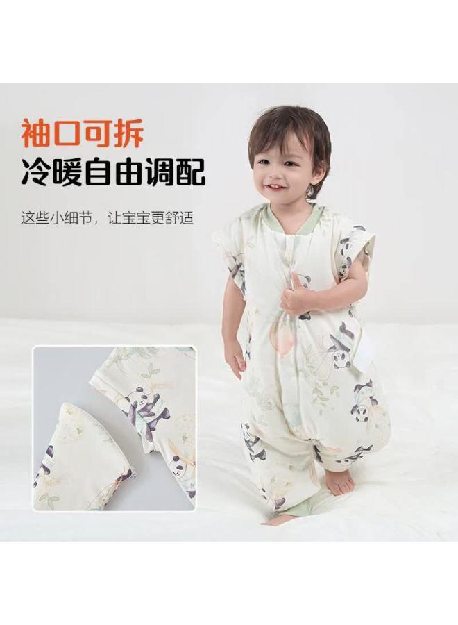 Bamboo 100 Pure Cotton Thermoregulating Baby Sleeping Bag 3-6 Years Old Children's Split-leg Thickened Autumn Winter One-piece Cotton L Size Panda