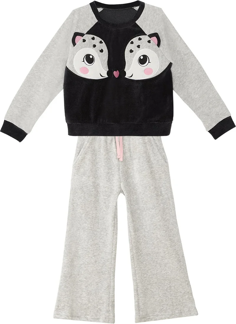 Denokids Twin Ceylan Girls Velvet Tracksuit