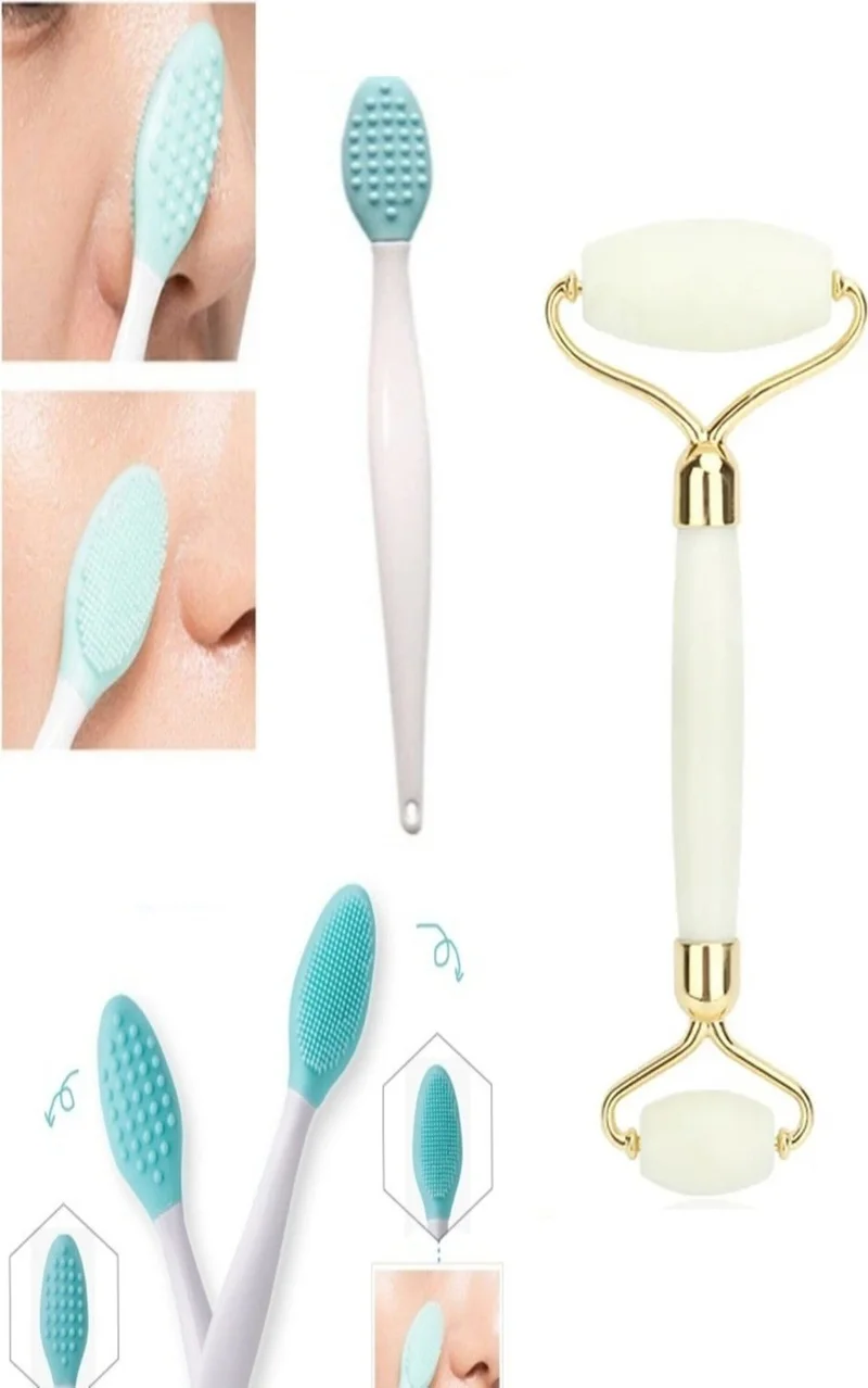 Tineke Jade Stone White and Nose Blackhead Skin and Facial Cleanser Cleansing Lip Exfoliating Brush