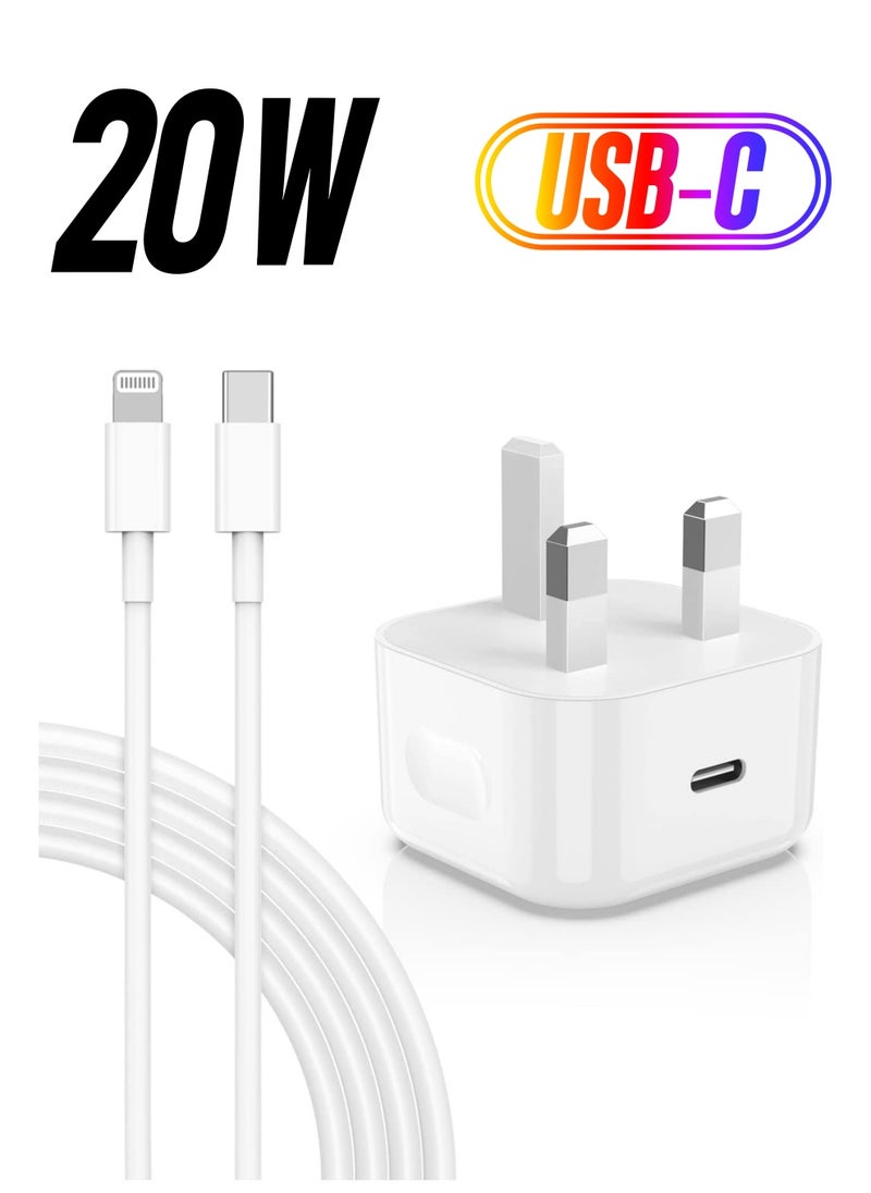 ELTRAZONE iPhone 13 Charger Plug and Cable, 20W USB C Plug with USB C Lightning Cable, USB C Apple Lightning Cable and iPhone Plug uk Charger for iPhone 13 Pro Max/12/12Mini/11/XR/XS/X/8  - Image 1