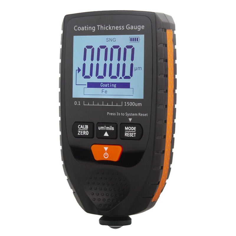 Paint Thickness Gauge Black 0-1500um Auto Substrate Recognition - Dual Technology Digital Backlight LCD Coating Thickness Tester for Used Car Inspection Metal Processing Manufacturing - Image 1