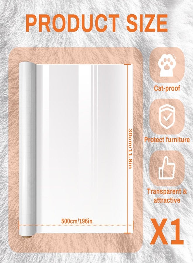 SNOMEL 197" x 11.8" Sticky Cat Scratch Furniture Protector, Thick Single-Sided Couch Protector from Cat Claws, Transparent Self Adhesive Anti Scratch Couch Cover Mat for Sofa Door Wall - Image 2
