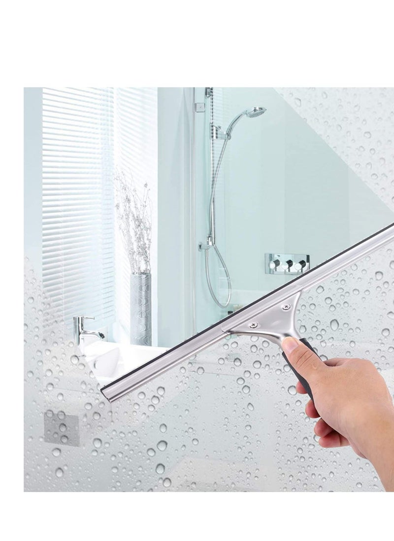 SYOSI Shower Squeegees, Stainless Steel Wiper Window Squeegees for Car Floor Bathroom Mirror Wiper Windows Glass Wiper, Window Cleaner All-Purpose Squeegee with Blades 35CM (14")  - Image 5