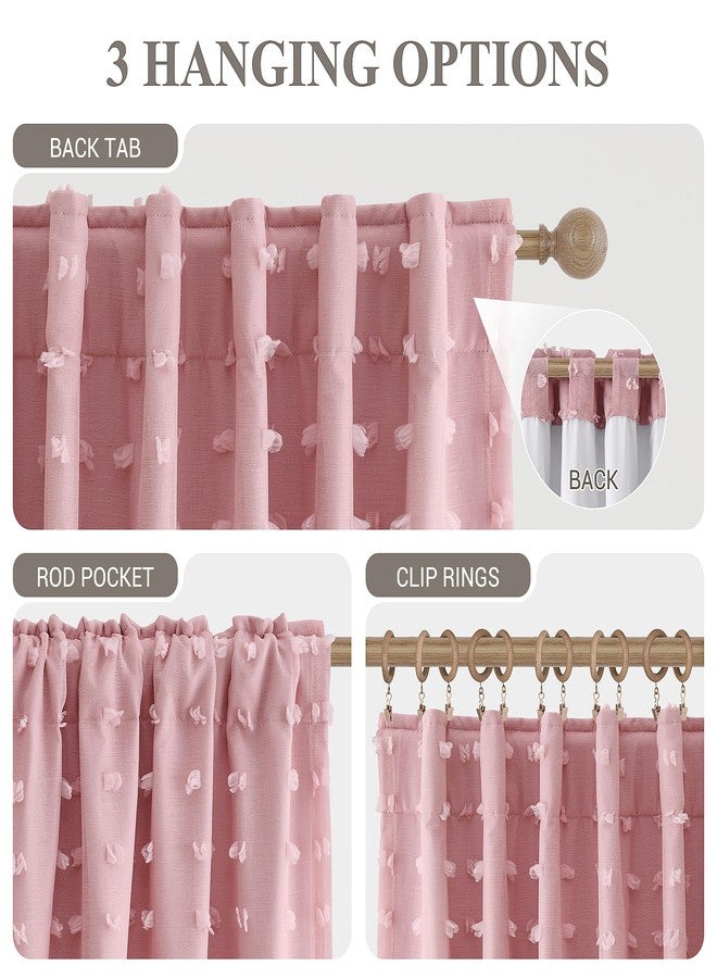 Hokibero 100% Blackout Pink Curtains for Girls Bedroom 84 Inches Long 2 Panels Double Layer Thermal Insulated Cute Drapes Pom Pom Sheer Overlay Back Tab Pocket Blush Curtain for Living Room Nursery 52x84 - Image 3
