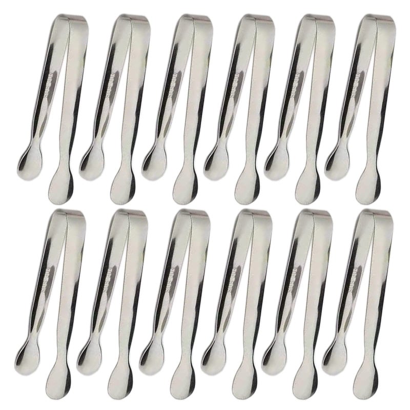 12PCS Ice Tongs Mini Sugar Tongs 425Inch Stainless Steel Small Serving Tongs Small Kitchen Tongs for AppetizersTea Party Coffee Bar Desserts Silver12pcs