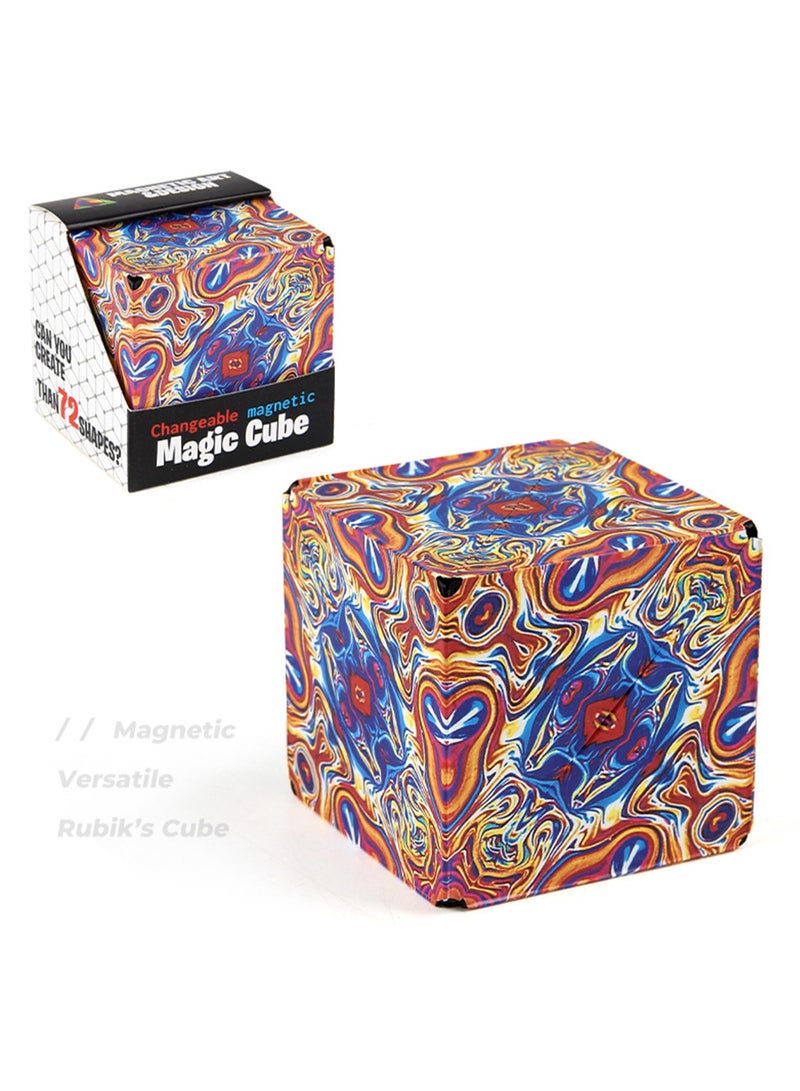 لعبة مكعب روبيك الخشبي المغناطيسي ثلاثي الأبعاد، مكعبات بناء مغناطيسية ثلاثية الأبعاد لتخفيف الضغط والوجه اللانهائي (مكعب روبيك السحري) - Image 1