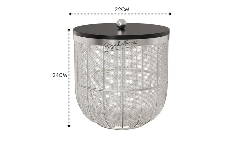 RIZIK STORE® Modern Metal Fruit Basket/Bowl with Lid – Perfect for Fruits, Vegetables, and Home Décor, Durable Design, 22x24cm (Silver (PACK OF 1)) - Image 3