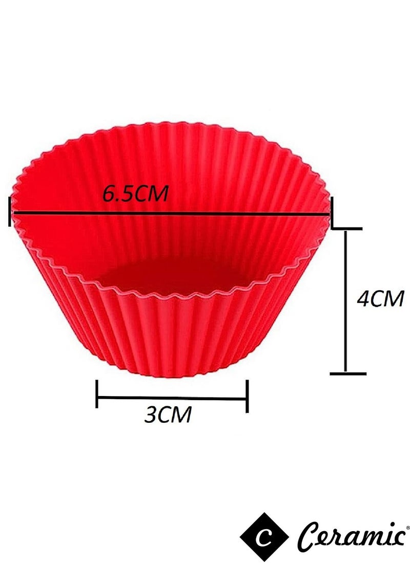 CERAMIC Silicone Baking Cups 21 Pack  Non Stick Muffin Cupcake Liners Set Thick And Heavy Duty Cupcake Molds  Perfect for Party  Bakery Supplies Multicolor  - Image 3