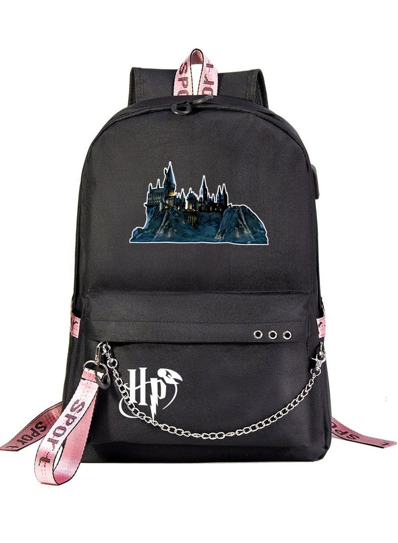 Harry Potter Cartoon Print Student Youth Large Capacity Backpack For Men And Women