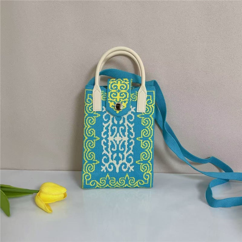 New Edelweiss 2025 Xinjiang Pattern Mobile Phone Bag Printed Ethnic Style Diagonal Portable Travel Handbag - Image 3