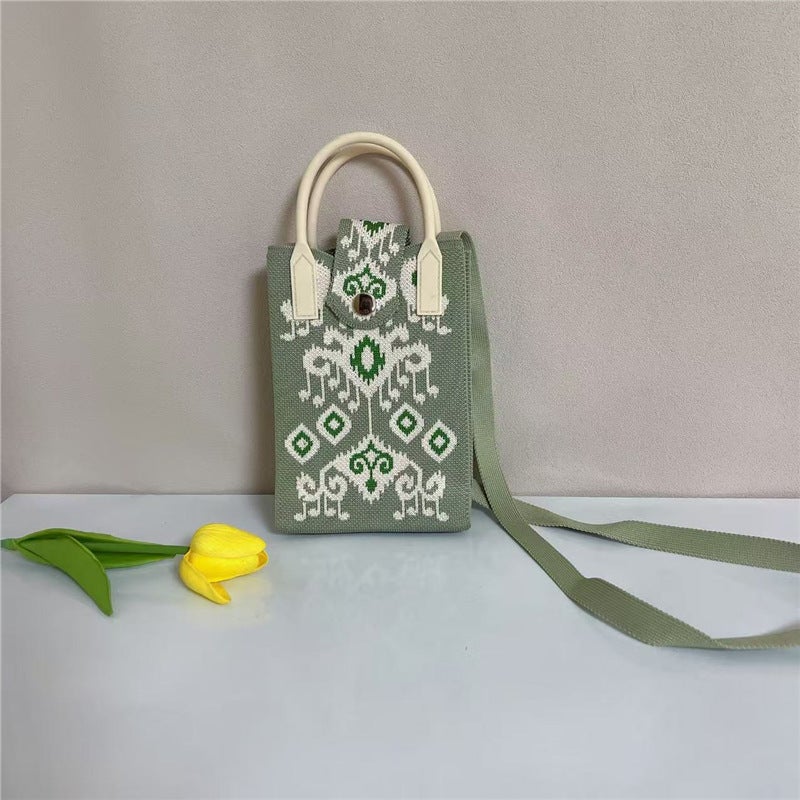 New Edelweiss 2025 Xinjiang Pattern Mobile Phone Bag Printed Ethnic Style Diagonal Portable Travel Handbag - Image 1