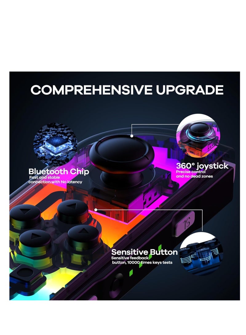 SOLARAE أجهزة تحكم لنينتندو سويتش، بديل لجهاز التحكم سويتش مع إضاءة RGB LED، توربو قابل للتعديل واهتزاز، تحكم بالحركة/استيقاظ/لقطة شاشة - Image 4
