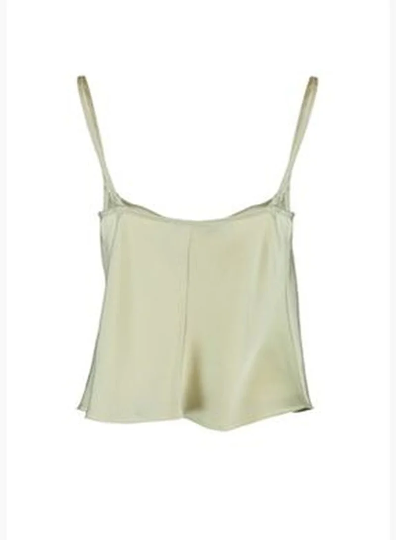 trendyol Mint Weave Collar Satin Blouse TWOSS19BB0161