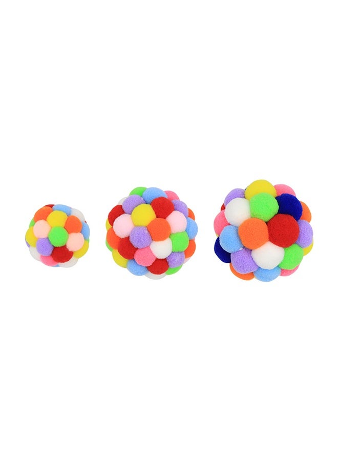 Cat Toy Balls with Bell 3PCS, Colorful Soft Fuzzy Balls Built-in Bell for Cats, Interactive Playing Chewing Toys for Indoor Cats and Kittens - Image 1