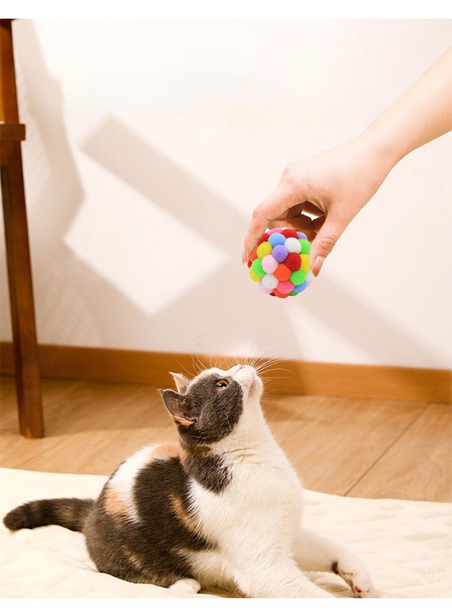 Cat Toy Balls with Bell 3PCS, Colorful Soft Fuzzy Balls Built-in Bell for Cats, Interactive Playing Chewing Toys for Indoor Cats and Kittens - Image 5