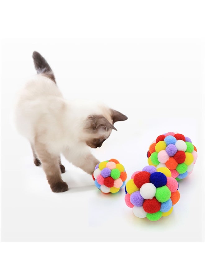 Cat Toy Balls with Bell 3PCS, Colorful Soft Fuzzy Balls Built-in Bell for Cats, Interactive Playing Chewing Toys for Indoor Cats and Kittens - Image 2