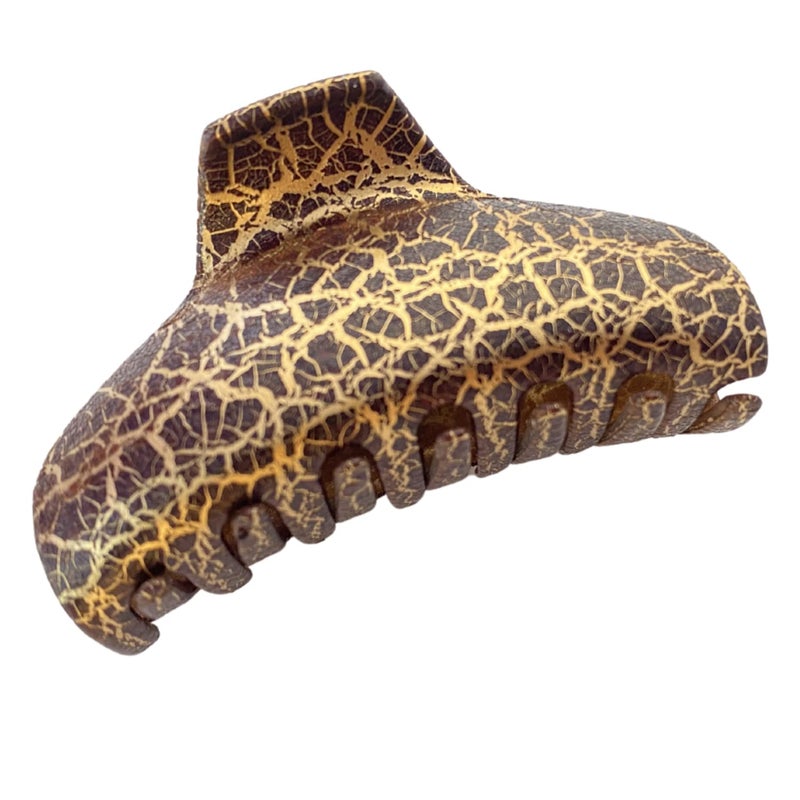 Parcelona French Elegant Crackled Golden Brown Medium 2 34 Covered Spring Celluloid Jaw Hair Claw Clip